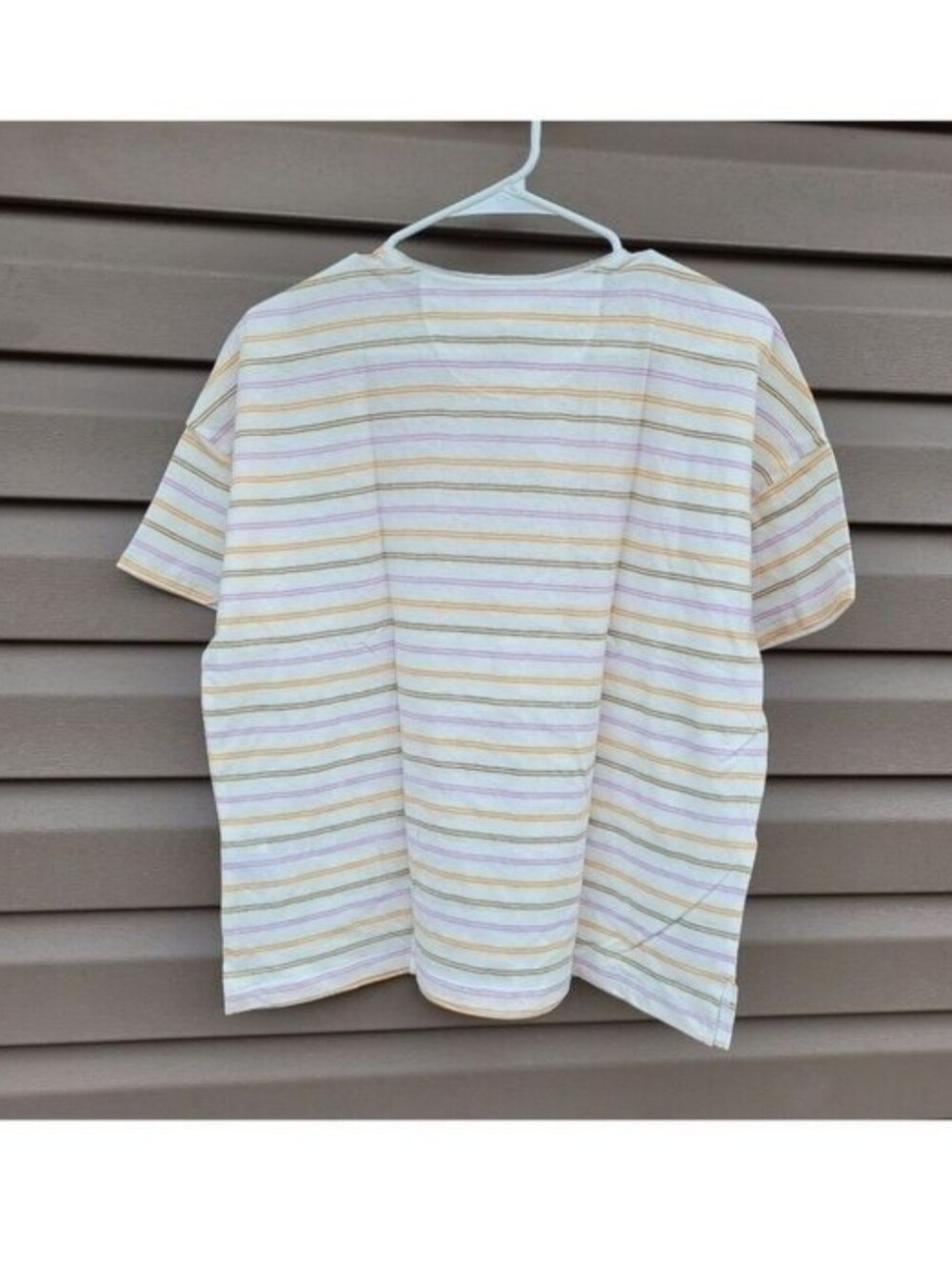 Madewell Raw-Edged Hangout Tee in Branham Stripe Size Small - Picture 3 of 5